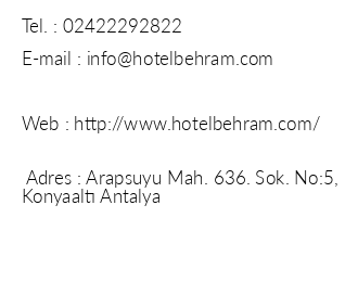 Behram Hotel Antalya iletiim bilgileri